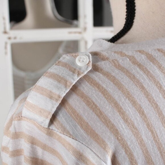 89th & Madison Striped Henley Tunic Top NWT XL - Ivory/Tan - Picture 3 of 6